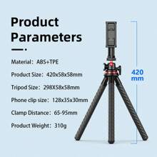 可拆卸手機支架和冷靴底座的適用於手機dslr相機的柔性三腳架,與iphone 15 14 13 12 Pro Max Xs Max X 8 Android智能手機及佳能尼康相機兼容 - 黑與白 - 查看 10