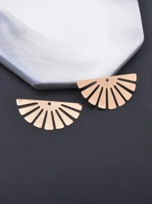 أقراط فضة عتيقة من النحاس الفاخر المفرغة والذهبية الخفيفة مع شكل مروحة وتعليقات الحمام والورق الفضي 10قطع