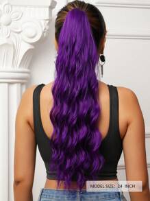 Synthetic Hairpieces Water Deep Wave  Ponytail Wig Purple 24 Inch Hair Clips Extensions For Women Full Machine Made  Daily Party Use - Purple - View 2