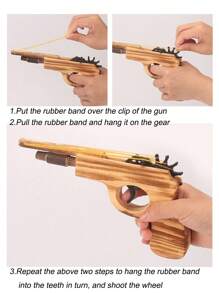 1把木製雙管彈弓槍,附有木製握把,短筒玩具 - 彩色 - 查看 2