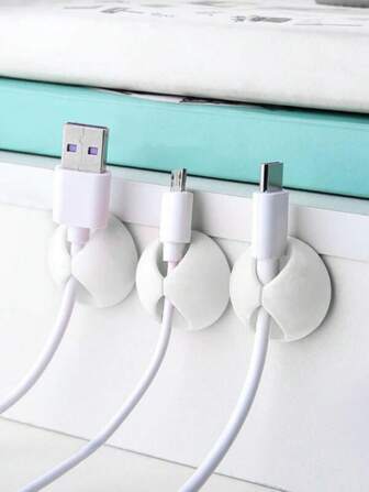 3 piezas escritorio Organizador de cable ( uno de cada color ) Cable de dato gestión Soporte , minimalista escritorio Cable de móvil Clip , Cargador Organizador de cable con Adhesivo trasero