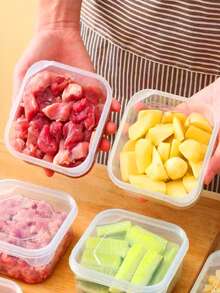 8 Packs Refrigerator Food Storage Containers , Produce Saver Stackable Container with Lids , Freezer Bins Stay Fresh Lettuce Salad Container for Fridge - Black - View 6