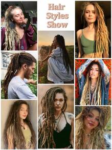 amir hair 22英寸合成發辮增卷,10股細巧可愛的巧克力棕色,手工製作雷鬼風格的鉤針頭髮,0.8厘米寬度的女性男性髮結增加 - 棕色 - 查看 9