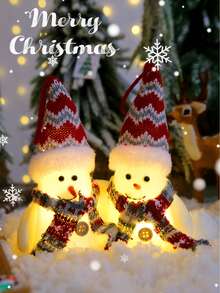 1個聖誕節裝飾創意可愛的雪人圍巾、聖誕老人卡通聖誕老人雪人發光聖誕球家庭購物商場酒店場景裝飾用品