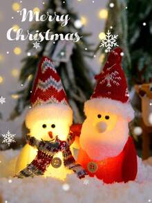 1個聖誕節裝飾創意可愛的雪人圍巾、聖誕老人卡通聖誕老人雪人發光聖誕球家庭購物商場酒店場景裝飾用品