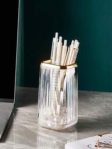 Transparent Multifunctional Desktop Pen Holder - Clear - View 1