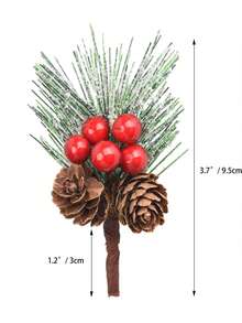10入組人造聖誕紅果撿選,假松果莓果霜冷松撿噴霧,適用於假期派對用品和聖誕樹裝飾 - 彩色 - 查看 5