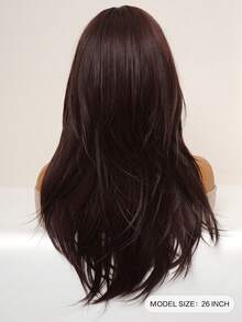 迷人又可愛的假髮,暗紅色長直髮層次感假髮,高品質耐熱合成纖維假髮,天然頭髮感日常女裝舞會假髮時尚假髮逼真假髮 - 紅木色 - 查看 2