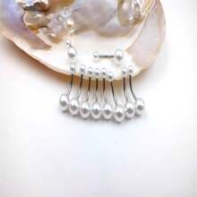 10pcs White Faux Pearl Belly Button Rings With Stainless Steel Bar - White - View 7