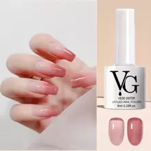 VEGE SISTER 透明果凍冰透明顏色指甲凝膠拋光粉色的裸色乳白色白色指甲凝膠拋光浸泡UV凝膠指甲半透明薄透果凍指甲凝膠沙龍家庭使用指甲修指甲和修腳工具 - 西瓜粉 - 查看 2
