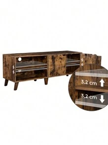 VASAGLE Mueble de TV con 2 Puertas, Soporte para TV con estantes Ajustables, Longitud 140 cm, para televisores de 65 Pulgadas, salón, Comedor, Dormitorio, marrón, rústico - Óxido marrón - Ver 4