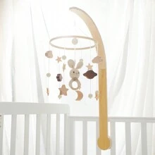 1個嬰兒米色手工編織床鈴,附可拆卸兔子,星星,月亮形狀拍打玩具,搖籃式手機 - 米色 - 查看 8