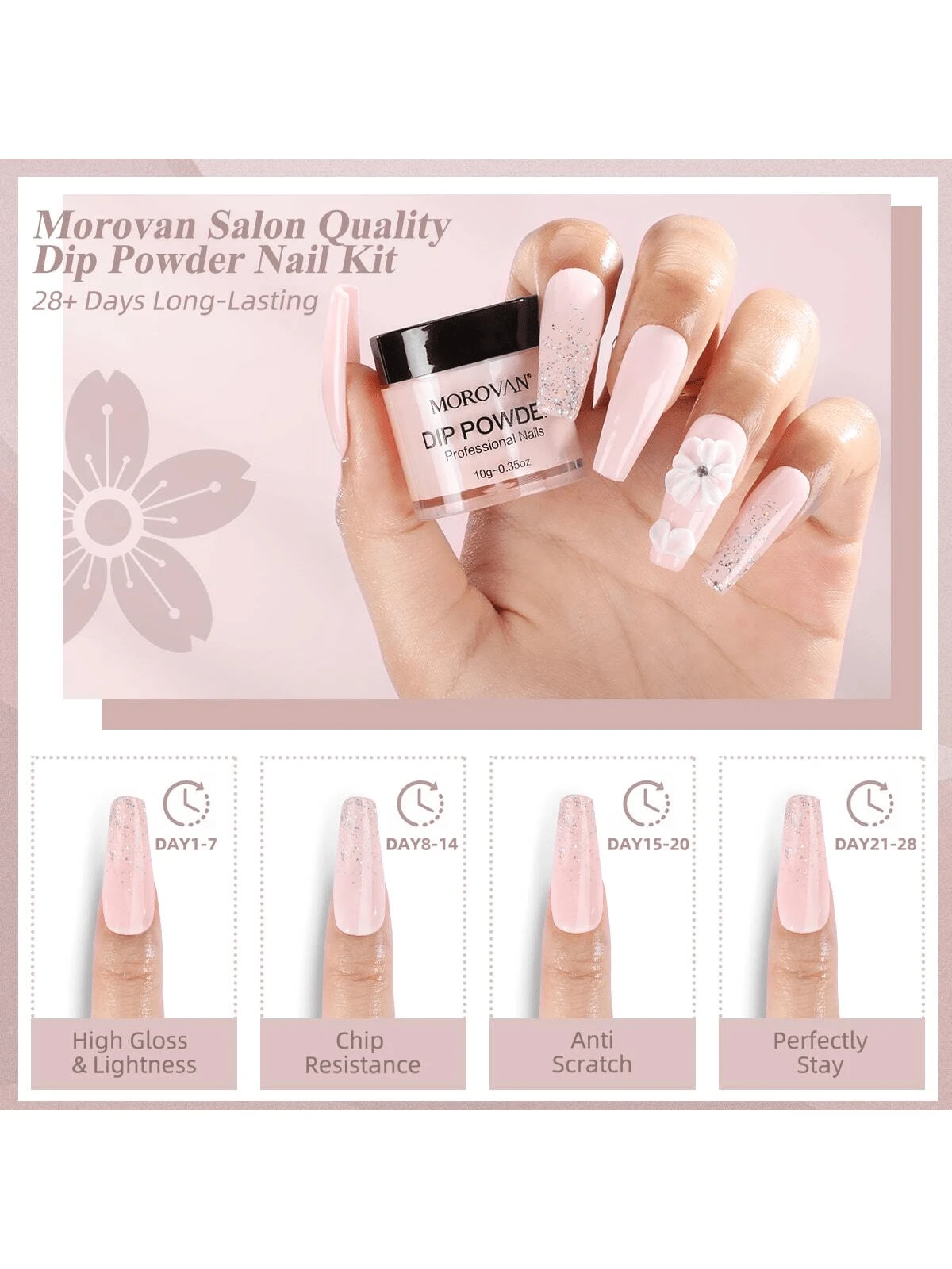 Morovan Dip Powder Nail Kit 8 Colors Nails Dip Brush Saver Dip Powder