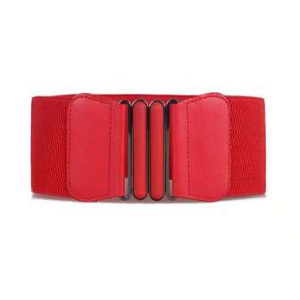 COOLERFIRE 1pc Korean Style Women's Fashionable Wide Waist Belt With Elastic Band, Decorative Detail, Suitable For Dress