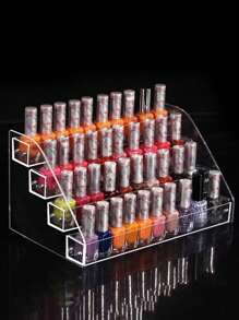 1pc 4 Tier Clear Plastic Cosmetic Storage Rack, Makeup Display Stand For Beauty Salon - Clear - View 1