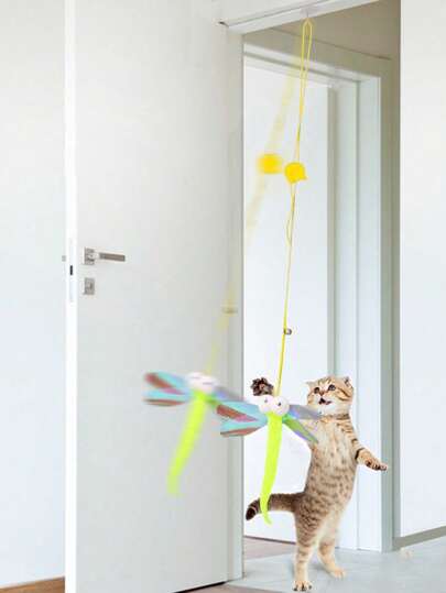 1peça Brinquedo provocador de gato pendurado decoração libélula para gato para
