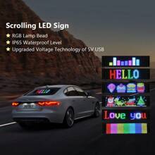 帶遙控的led矩陣像素面板,可滾動的led標誌應用usb 5v靈活可編程的rgb屏幕塗鴉滾動文本動畫顯示汽車店 - 彩色 - 查看 3