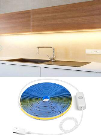 5v Low Voltage, Self-adhesive, Ultra-bright Cob Led Light Strip, Soft & Flexible, Perfect For Cabinet, Cupboard & Ceiling Decoration.