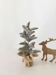 1 件 13 英寸（32 厘米）人造松针和松果以及粗麻布底座盆栽植物装饰，适用于商店橱窗、家居、节日、婚礼室内和室外场景的最佳礼物