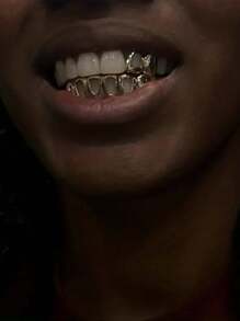 1入組街頭嘻哈風格男女通用18k金牙套,萬聖節cosplay饒舌歌手牙齒首飾裝飾 - 金色 - 查看 4