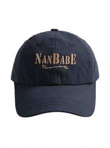 1 Miếng Không giới tính Retro Màu xanh hải quân Mũ bóng chày Với Thêu Chữ Đối với Chống nắng - Màu xanh hải quân - Xem 2