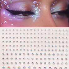 1入組Y2K風格水鑽眼睛&臉部膠黏劑貼紙適用於角色扮演,音樂節和派對彩妝,眼淚&前額&面部裝飾用品 - 白色 - 查看 5