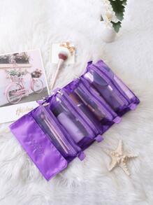 1入組女士化妝包,四合一網紗大容量多功能化妝包適合女士女孩 - 紫色 - 查看 2