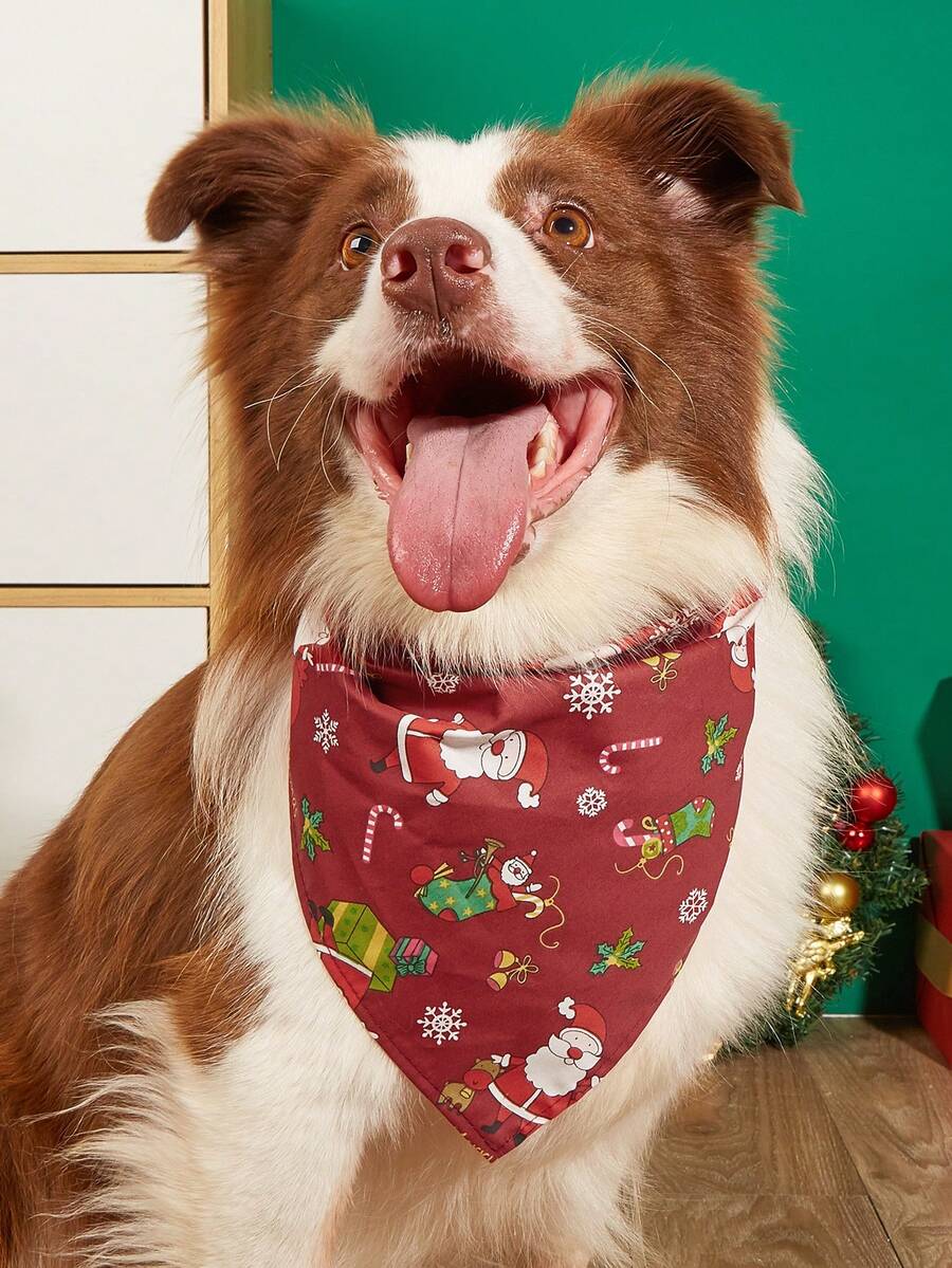 Pet Christmas  Cartoon Graphic Scarf - Red and White - View 1