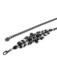 Party 1pc Women's Chain Belt With Rhinestones Inlaid, Black Waist Chain Halloween Summer, School Fall, Autumn, Halloween - Black - View 2