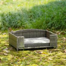 Dog Bed, Pet Bed, Pet Enclosures, Pet Outdoor Furniture, Pet Patio Furniture, Seasonal PE Wicker Pet Furniture, Dog Bed With Cushion - 淺灰色 - 查看 6