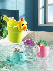 Kids' Bath Toys, Beach Toys Yellow Duck Watering Can Shower Cup And Watering Pot Set, For Boys And Girls - Apricot - View 1