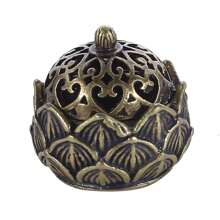 1 Piece Of Mini Hollow Lotus Zinc Alloy Small/Large Incense Burner - Yellow - View 8