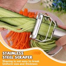 不銹鋼雙頭削皮刀,多功能削皮和切片工具,適用於馬鈴薯、水果、南瓜等 - 銀色 - 查看 2