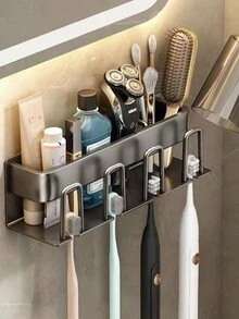 Set De 4 Sujetadores Para Cepillo De Dientes De Aluminio De Espacio - Gris - Ver 2