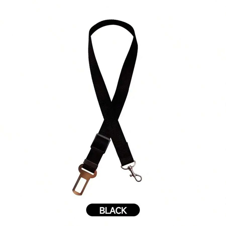 1 件装宠物旅行汽车安全带，纯色，360° 旋转带扣设计牵引绳 - 黑色 - 查看 1