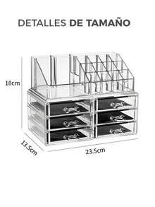 Cosmetiquera Organizadora De Maquillaje, Acrílico, Multiusos. - transparente - Ver 6
