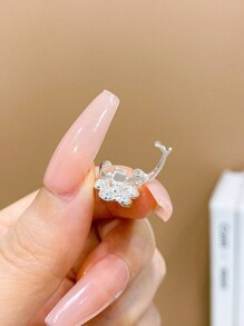 10pcs Girls' Lovely Small Size Flower & Rhinestone Decor Hair Clip - White - View 7