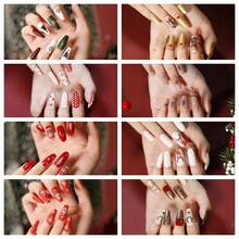 False Nails Press On Nail Christmas Nail Wear Complete Collection Nail Stickers - Red and White - View 2