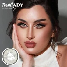 FRESH LADY Freshlady Back-To-School Natural Cinnamon Color Disposable Colored Contact Lenses, Suitable For Halloween, Cosplay, Makeup - Grey - View 7