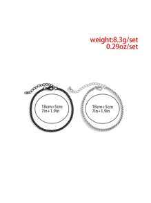1 pièce Set de bracelets de chaîne à double couche mode, couleur argent et noire, adapté pour les hommes à porter lors de fêtes et de rassemblements