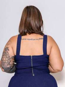 Plus Size Blouses - Navy Blue - View 2