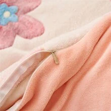 1個花卉卡通印花粉色雪花毛絨被套,冬秋保暖,可用作被套或毛毯,不含填充物,適用於臥室床上用品 - 粉色 - 查看 6