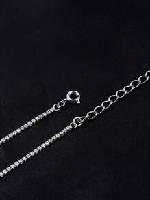 1入時尚銀色立體方形鑽和珍珠的淚滴項鍊,適合女性的日常穿著 - 銀色 - 查看 5