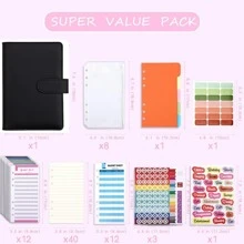 79 piezas Cuaderno de anillas A6, sobres de presupuesto para efectivo, carpeta de presupuesto con hojas de presupuesto de gastos y etiquetas para organizador de dinero, de vuelta a la escuela, útiles escolares