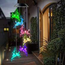 1入組太陽能麋鹿風鈴燈led鹿裝飾派對移動燈防水室外庭院觀景路徑家庭門廊裝飾燈禮物 - 彩色 - 查看 4