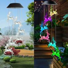 1入組太陽能麋鹿風鈴燈led鹿裝飾派對移動燈防水室外庭院觀景路徑家庭門廊裝飾燈禮物 - 彩色 - 查看 1