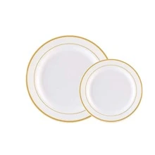 5pcs/set Luxury Party Dinnerware, Gold-plated Charger Plates, Salad Plates And Dinner Plates - Gold rimmed plate - View 6