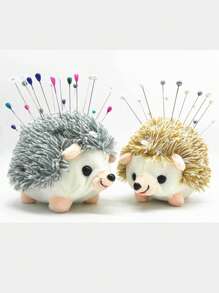 刺蝟造型灰色針墊1個,刺蝟針墊,縫紉球針布收納器,手工布置diy項目,聚酯纖維持有者附件容器裝飾 - 灰色 - 查看 1