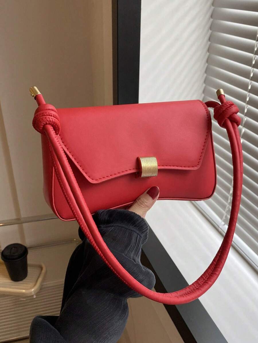 Fashion Solid Color, Vintage & Simple Design Armpit Women's Shoulder Bag - 紅色 - 查看 1