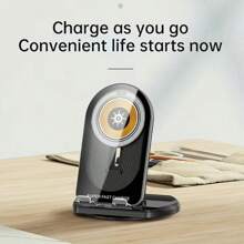 全新15w 3合1無線充電器,車用手機支架,車載導航支架,辦公室桌面快速充電 - 粉色 - 查看 2